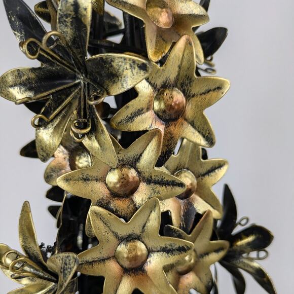 Extra Large Christmas Tree Holiday Centerpiece Decor Set 2 Gold Flowers Bronze - Picture 8 of 13